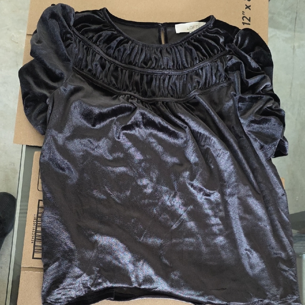 LOFT Black Velvet Blouse
